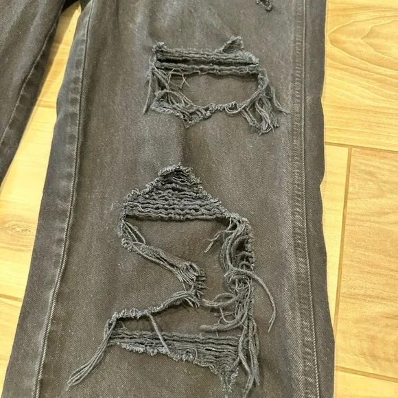 Women’s PacSun Black Flare Wide Leg Jeans Distressed Size 27 - Picture 10 of 12